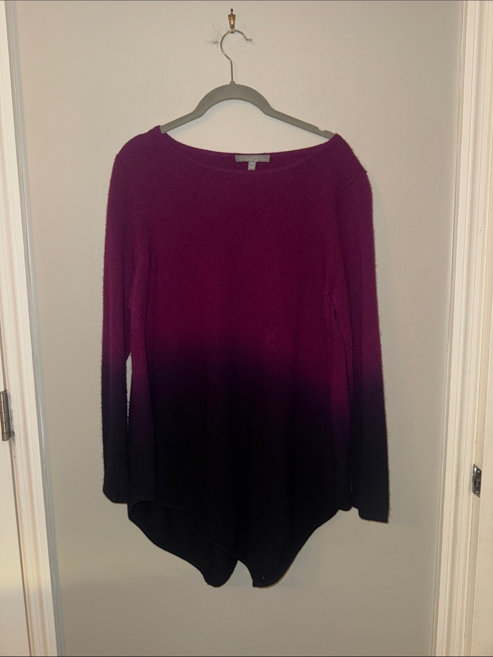 Neiman Marcus Ombre Crewneck Sweater in Purple and Black
